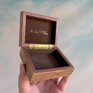 Vintage Axcess Wooden Hinged Jewelry Box
